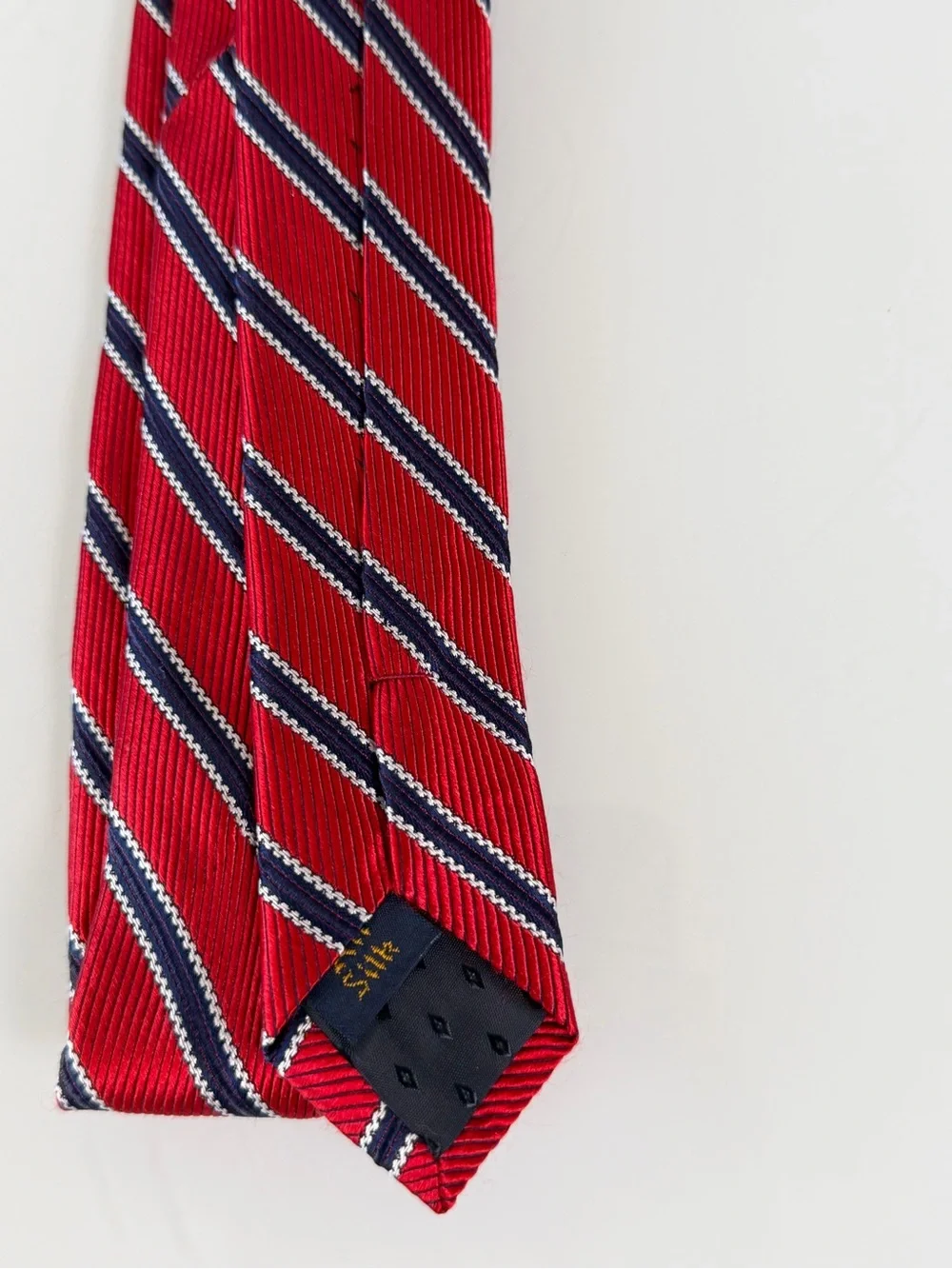 J.S. Blank Silk Men's Tie The Cotswold Collection Red Navy Blue Diagonal Stripe